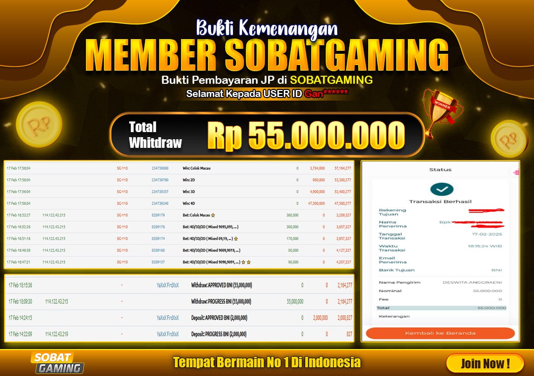 BUKTI JP 17 FEBRUARI 2025 LUNAS RP. 55.000.000.-