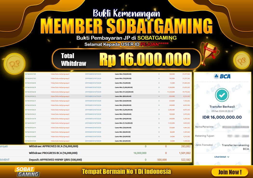 BUKTI JP 05 FEBRUARI 2026 LUNAS RP. 16.000.000,-