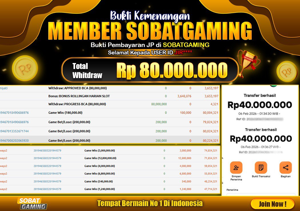 BUKTI JP 06 FEBRUARI 2026 LUNAS RP. 80.000.000,-